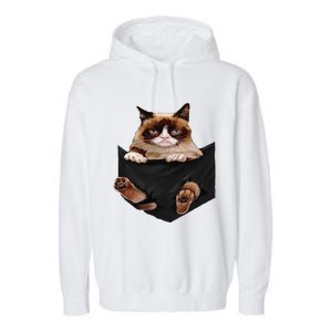 Cat Lovers Gifts Grumpy In Pocket Funny Kitten Face Garment-Dyed Fleece Hoodie