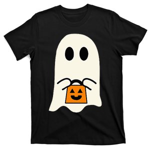 Cute Little Ghost Trick Or Treater Pumpkin Halloween T-Shirt