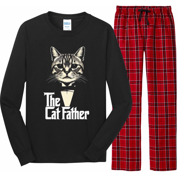 Cat Lover Gifts Funny The Catfather Cat Dad Long Sleeve Pajama Set