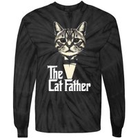 Cat Lover Gifts Funny The Catfather Cat Dad Tie-Dye Long Sleeve Shirt