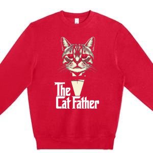 Cat Lover Gifts Funny The Catfather Cat Dad Premium Crewneck Sweatshirt