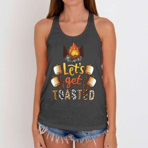 Camping LetS Get Toasted Campfire Gift Women's Knotted Racerback Tank