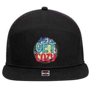 Christmas LetS Get Cozy Winter Season Holiday Meaningful Gift 7 Panel Mesh Trucker Snapback Hat