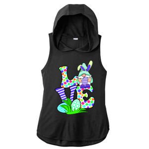 Cute Love Gnome Easter Egg Hunting Bunny Ladies PosiCharge Tri-Blend Wicking Draft Hoodie Tank