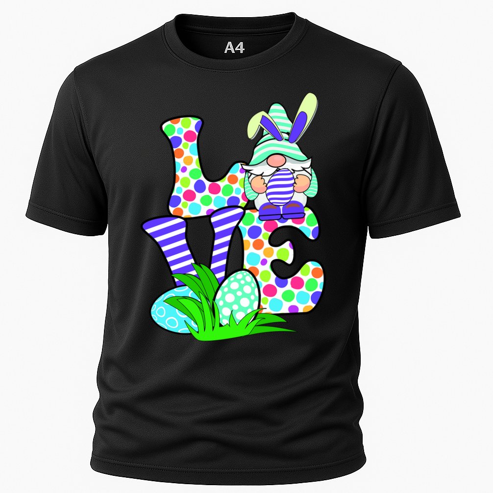 Cute Love Gnome Easter Egg Hunting Bunny Cooling Performance Crew T-Shirt