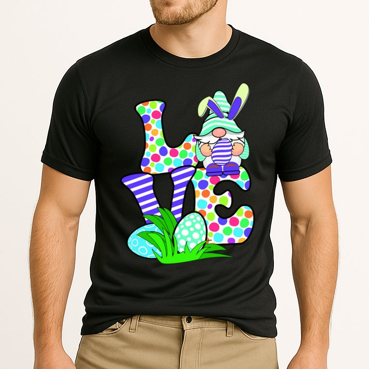 Cute Love Gnome Easter Egg Hunting Bunny Cooling Performance Crew T-Shirt