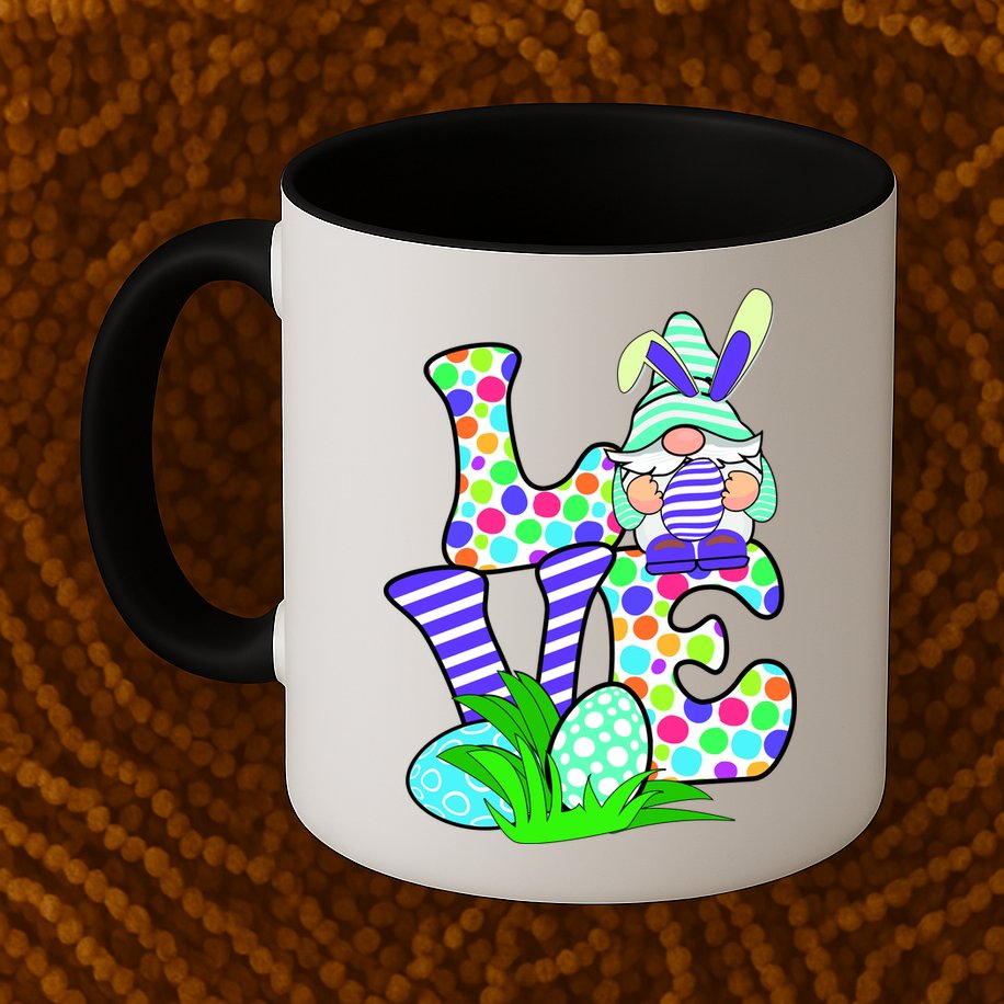 Cute Love Gnome Easter Egg Hunting Bunny Mug
