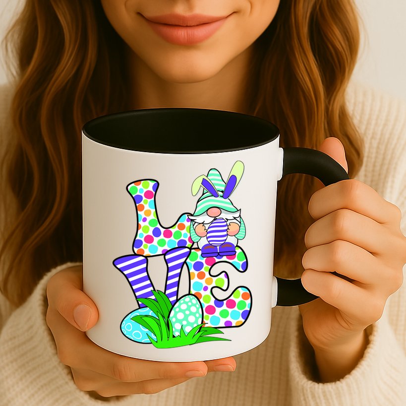 Cute Love Gnome Easter Egg Hunting Bunny Mug