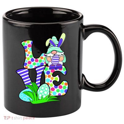 Cute Love Gnome Easter Egg Hunting Bunny 11oz C Handle Ceramic Mug