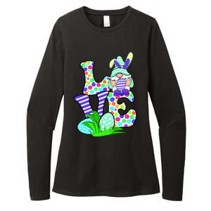 Cute Love Gnome Easter Egg Hunting Bunny Womens CVC Long Sleeve Shirt