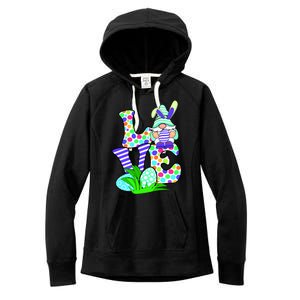 Cute Love Gnome Easter Egg Hunting Bunny Women's Fleece Hoodie