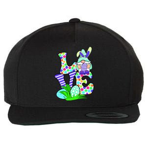 Cute Love Gnome Easter Egg Hunting Bunny Wool Snapback Cap