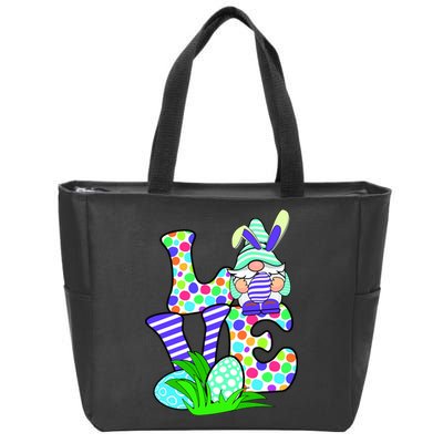 Cute Love Gnome Easter Egg Hunting Bunny Zip Tote Bag