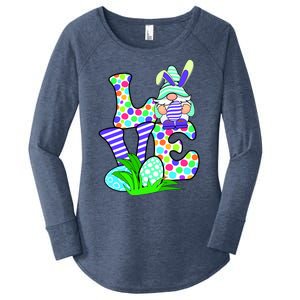 Cute Love Gnome Easter Egg Hunting Bunny Women's Perfect Tri Tunic Long Sleeve Shirt