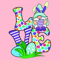 Cute Love Gnome Easter Egg Hunting Bunny Long Sleeve Shirt