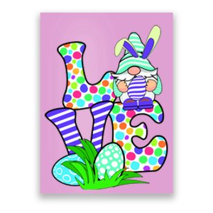 Cute Love Gnome Easter Egg Hunting Bunny Poster