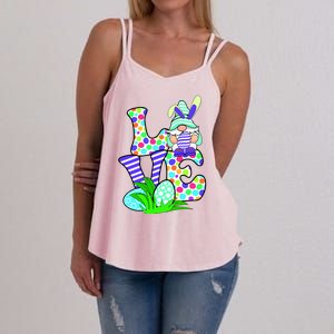 Cute Love Gnome Easter Egg Hunting Bunny Women's Strappy Tank