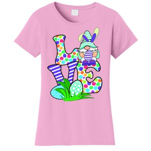 Cute Love Gnome Easter Egg Hunting Bunny Women's T-Shirt