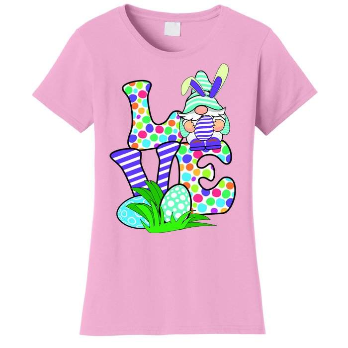 Cute Love Gnome Easter Egg Hunting Bunny Women's T-Shirt