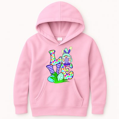 Cute Love Gnome Easter Egg Hunting Bunny Kids Hoodie