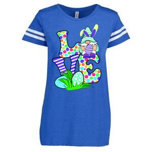 Cute Love Gnome Easter Egg Hunting Bunny Enza Ladies Jersey Football T-Shirt