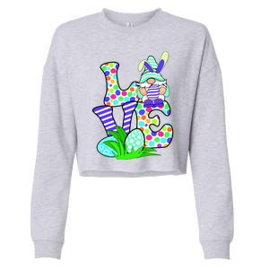 Cute Love Gnome Easter Egg Hunting Bunny Cropped Pullover Crew