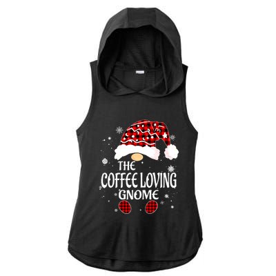 Coffee Loving Gnome Christmas Buffalo Plaid Family Matching Ladies PosiCharge Tri-Blend Wicking Draft Hoodie Tank