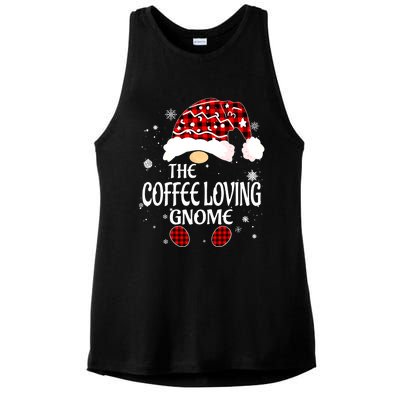 Coffee Loving Gnome Christmas Buffalo Plaid Family Matching Ladies PosiCharge Tri-Blend Wicking Tank