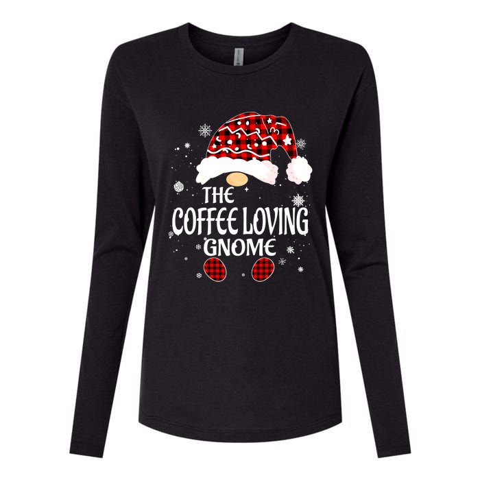 Coffee Loving Gnome Christmas Buffalo Plaid Family Matching Womens Cotton Relaxed Long Sleeve T-Shirt