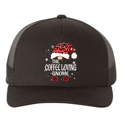 Coffee Loving Gnome Christmas Buffalo Plaid Family Matching Yupoong Adult 5-Panel Trucker Hat