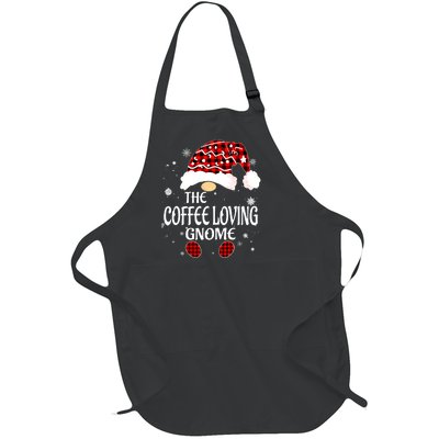 Coffee Loving Gnome Christmas Buffalo Plaid Family Matching Full-Length Apron With Pockets