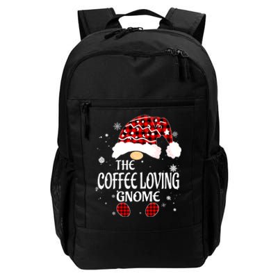 Coffee Loving Gnome Christmas Buffalo Plaid Family Matching Daily Commute Backpack