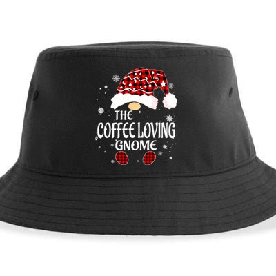 Coffee Loving Gnome Christmas Buffalo Plaid Family Matching Sustainable Bucket Hat