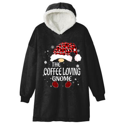 Coffee Loving Gnome Christmas Buffalo Plaid Family Matching Hooded Wearable Blanket