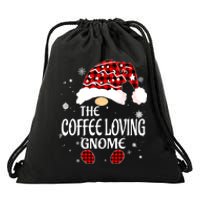 Coffee Loving Gnome Christmas Buffalo Plaid Family Matching Drawstring Bag