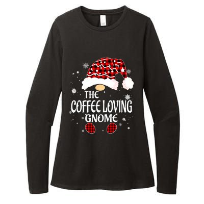 Coffee Loving Gnome Christmas Buffalo Plaid Family Matching Womens CVC Long Sleeve Shirt