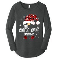 Coffee Loving Gnome Christmas Buffalo Plaid Family Matching Women's Perfect Tri Tunic Long Sleeve Shirt