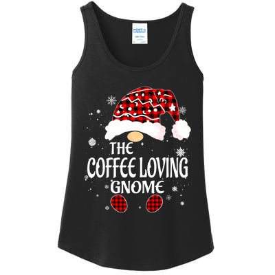 Coffee Loving Gnome Christmas Buffalo Plaid Family Matching Ladies Essential Tank