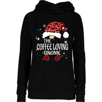 Coffee Loving Gnome Christmas Buffalo Plaid Family Matching Womens Funnel Neck Pullover Hood