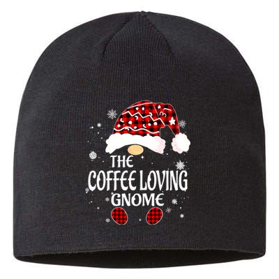 Coffee Loving Gnome Christmas Buffalo Plaid Family Matching Sustainable Beanie