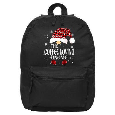 Coffee Loving Gnome Christmas Buffalo Plaid Family Matching 16 in Basic Backpack