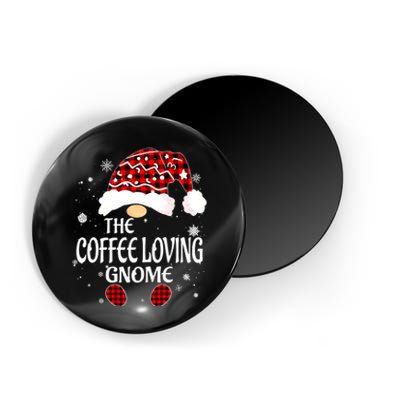 Coffee Loving Gnome Christmas Buffalo Plaid Family Matching Magnet