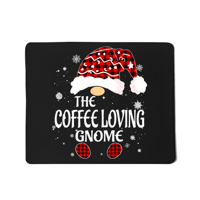 Coffee Loving Gnome Christmas Buffalo Plaid Family Matching Mousepad