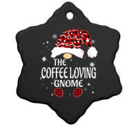 Coffee Loving Gnome Christmas Buffalo Plaid Family Matching Ceramic Star Ornament