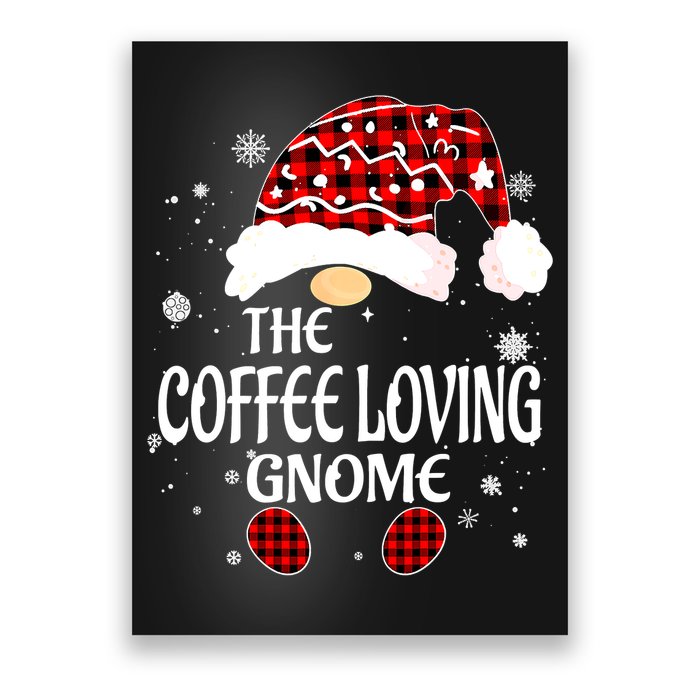 Coffee Loving Gnome Christmas Buffalo Plaid Family Matching Poster