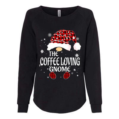 Coffee Loving Gnome Christmas Buffalo Plaid Family Matching Womens California Wash Sweatshirt