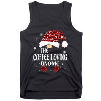 Coffee Loving Gnome Christmas Buffalo Plaid Family Matching Tank Top