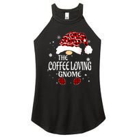 Coffee Loving Gnome Christmas Buffalo Plaid Family Matching Women's Perfect Tri Rocker Tank