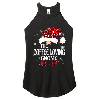 Coffee Loving Gnome Christmas Buffalo Plaid Family Matching Women's Perfect Tri Rocker Tank