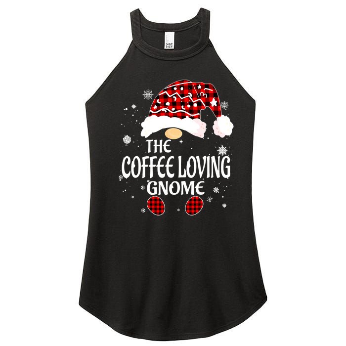 Coffee Loving Gnome Christmas Buffalo Plaid Family Matching Women's Perfect Tri Rocker Tank